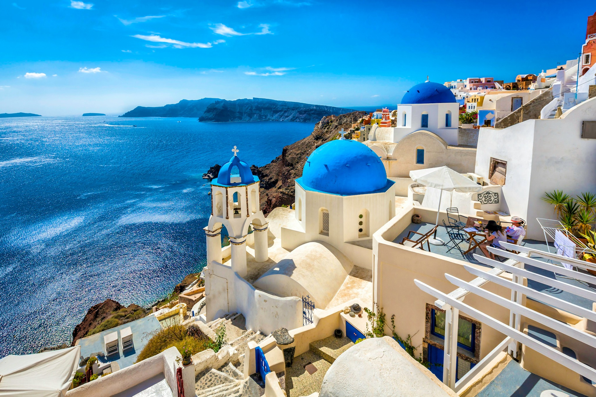 wycieczka na Santorini samolotem Oia zachód słońca Grecja
